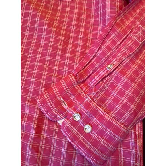 Tommy Bahama Mens Red Plaid Button-Down Shirt L/G Linen & Tencel - Picture 3 of 7